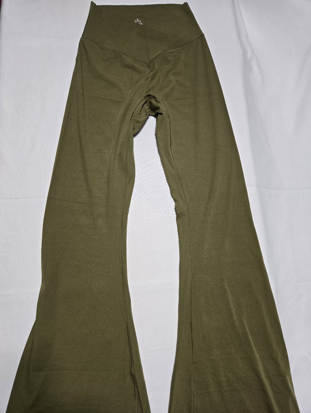 Sunzel Women's Olive Green Crossover Waistband Flare High Rise Leggins sz M